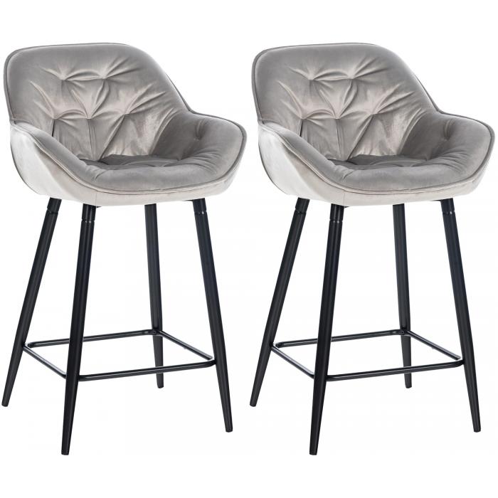 2er Set Barhocker HLO-CP261 Samt ~ grau