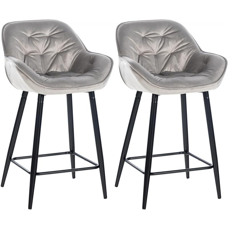 2er Set Barhocker HLO-CP261 Samt ~ grau
