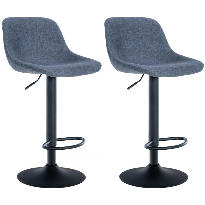 2er Set Barhocker HLO-CP274 Stoff ~ blau