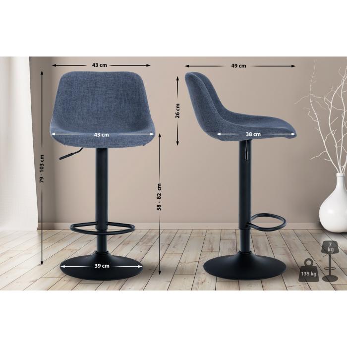 2er Set Barhocker HLO-CP274 Stoff ~ blau