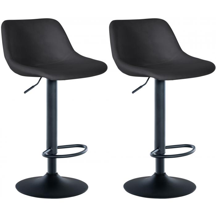 2er Set Barhocker HLO-CP273 Samt ~ schwarz