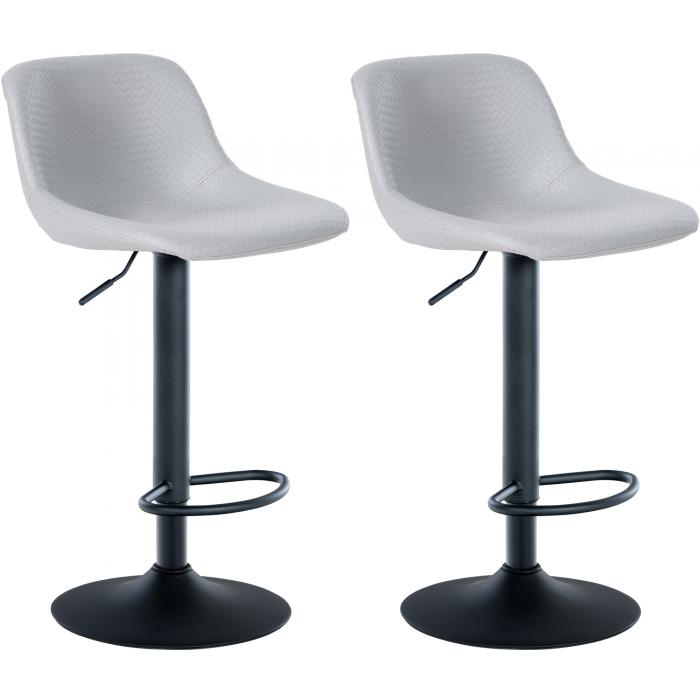 2er Set Barhocker HLO-CP272 Kunstleder ~ grau