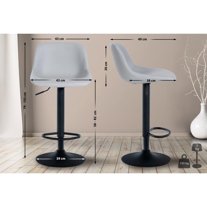 2er Set Barhocker HLO-CP272 Kunstleder ~ grau