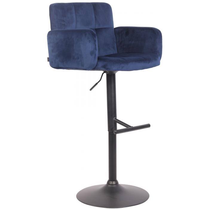 Barhocker HLO-CP326 Samt schwarz ~ blau