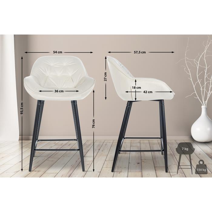 2er Set Barhocker HLO-CP261 Samt ~ creme