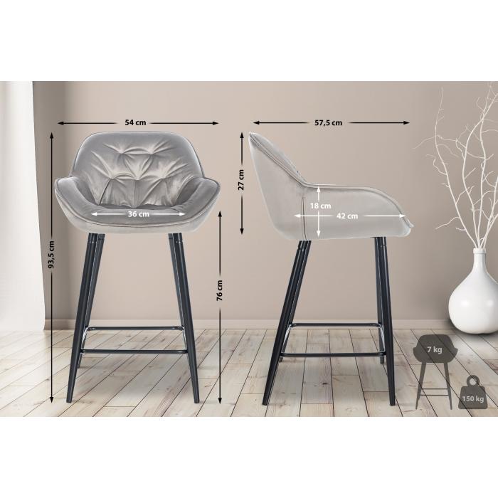 2er Set Barhocker HLO-CP261 Samt ~ grau
