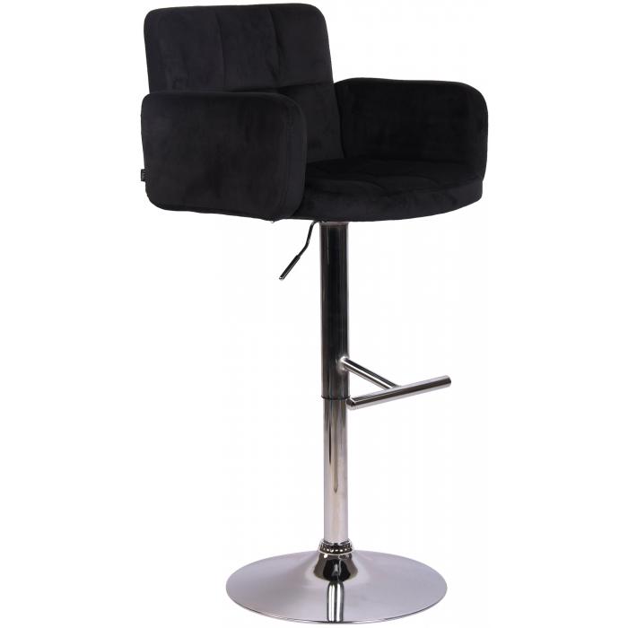 Barhocker HLO-CP326 Samt chrom ~ schwarz