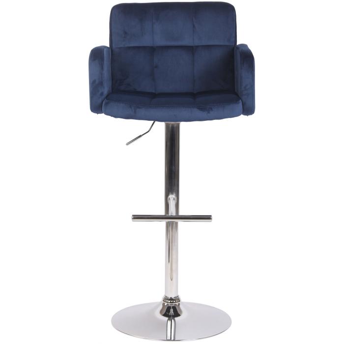 Barhocker HLO-CP326 Samt chrom ~ blau
