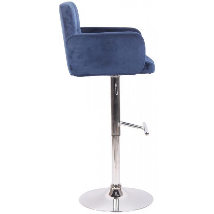Barhocker HLO-CP326 Samt chrom ~ blau