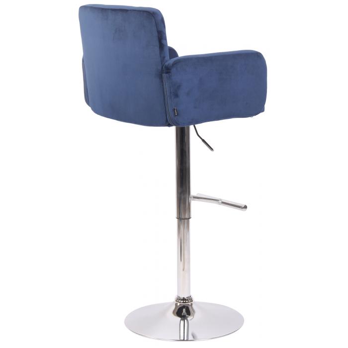 Barhocker HLO-CP326 Samt chrom ~ blau