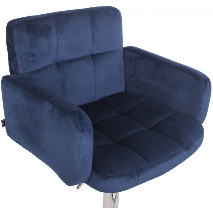 Barhocker HLO-CP326 Samt chrom ~ blau