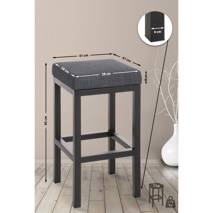 Barhocker HLO-CP212 B85 Stoff ~ dunkelgrau