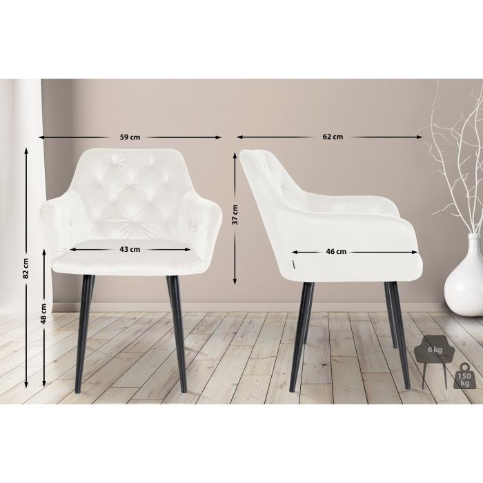 2er Set Esszimmersthle HLO-CP18 Samt ~ creme