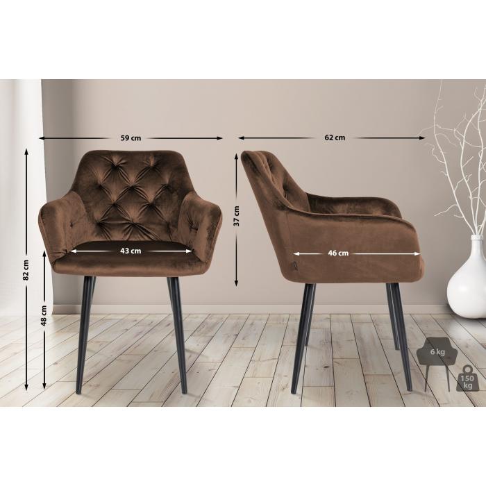 2er Set Esszimmersthle HLO-CP18 Samt ~ braun