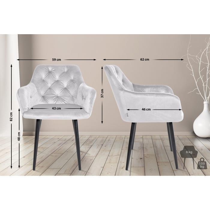 2er Set Esszimmerstühle HLO-CP18 Samt ~ grau