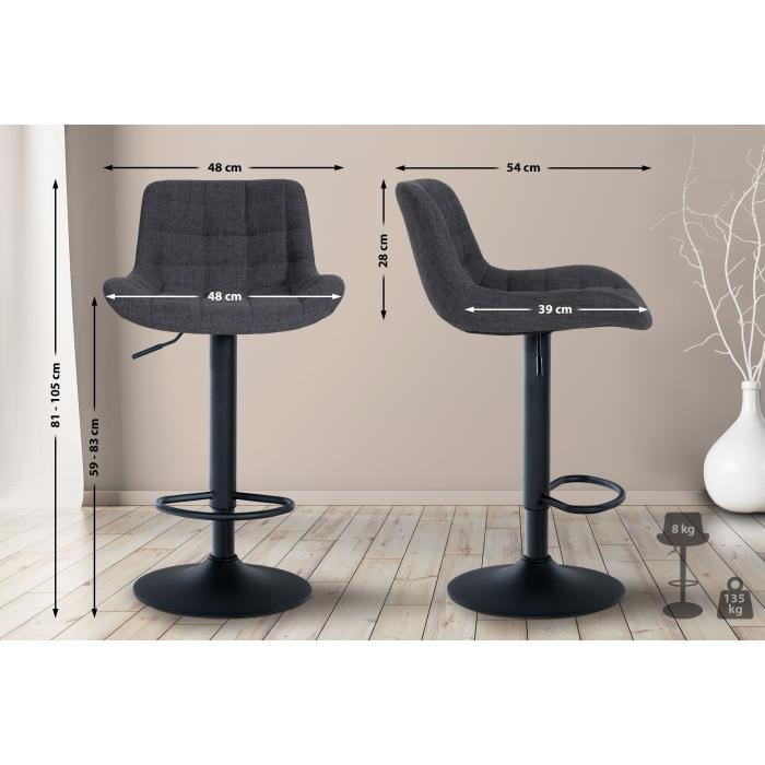 Barhocker HLO-CP299 Stoff ~ schwarz
