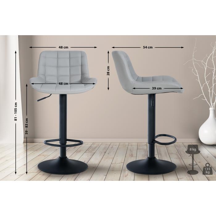 Barhocker HLO-CP297 Kunstleder ~ grau