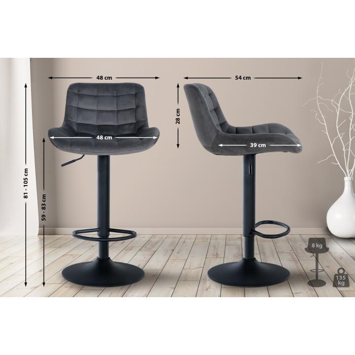 Barhocker HLO-CP298 Samt ~ dunkelgrau