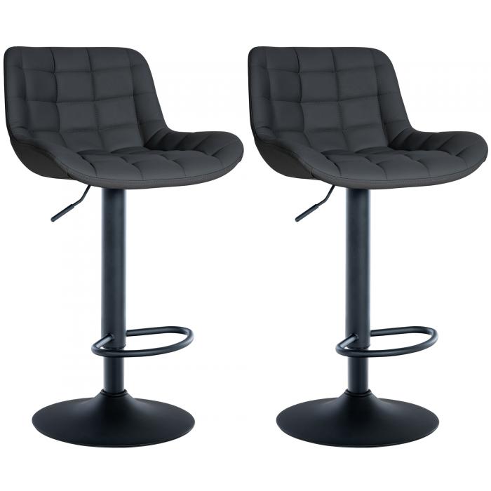 2er Set Barhocker HLO-CP297 Kunstleder ~ schwarz