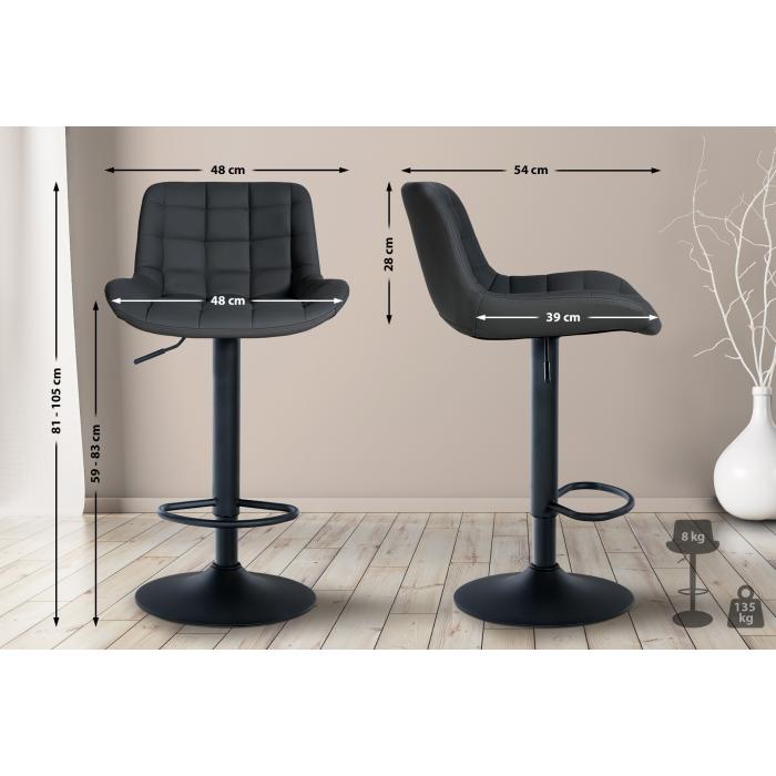 2er Set Barhocker HLO-CP297 Kunstleder ~ schwarz