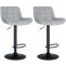 2er Set Barhocker HLO-CP297 Kunstleder ~ grau