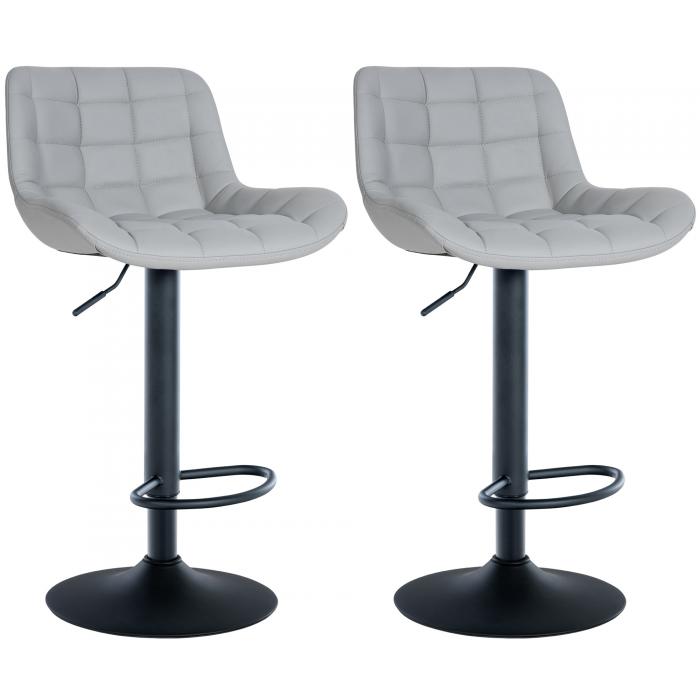 2er Set Barhocker HLO-CP297 Kunstleder ~ grau