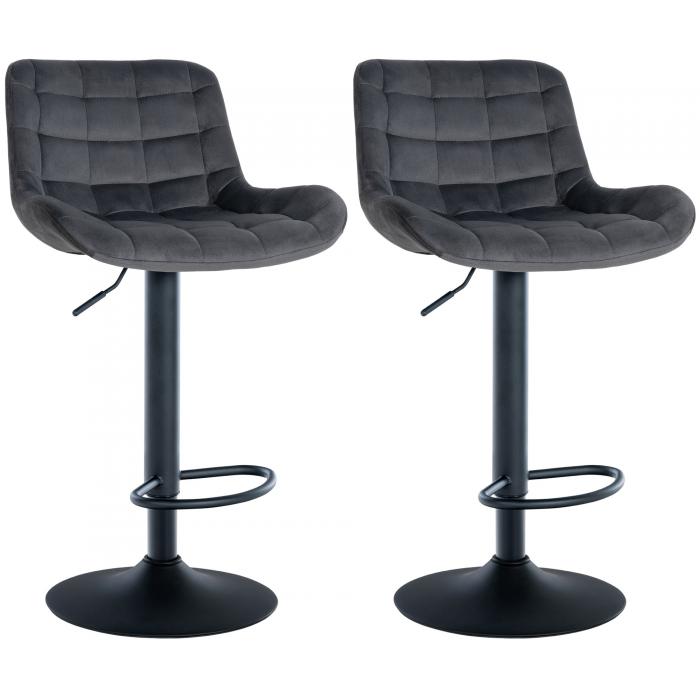 2er Set Barhocker HLO-CP298 Samt ~ dunkelgrau