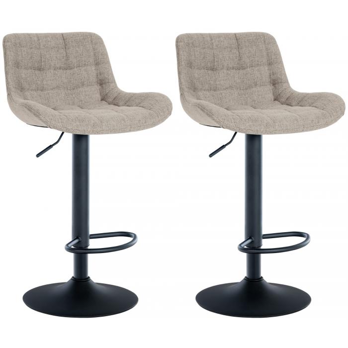 2er Set Barhocker HLO-CP299 Stoff ~ taupe