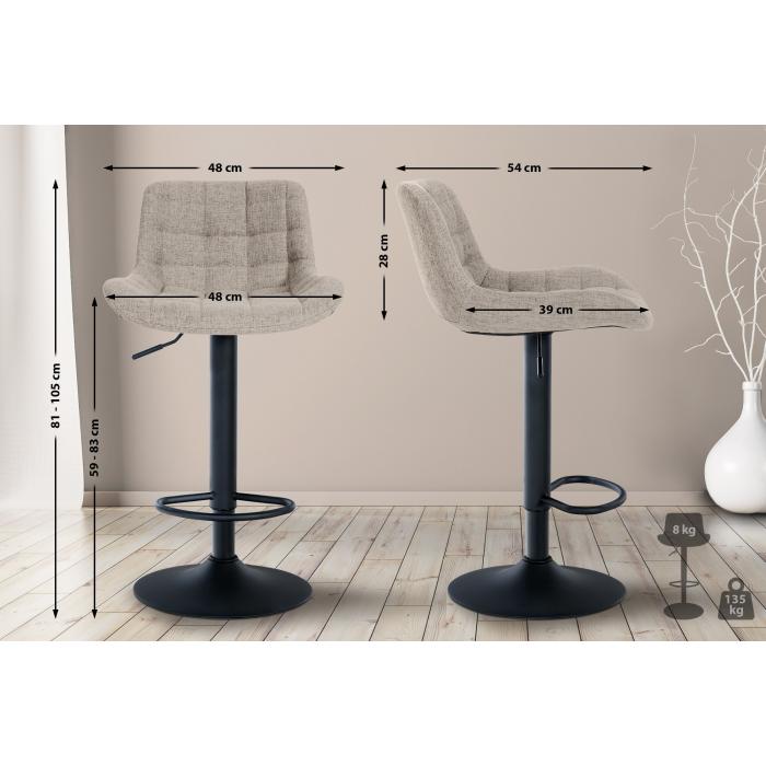 2er Set Barhocker HLO-CP299 Stoff ~ taupe