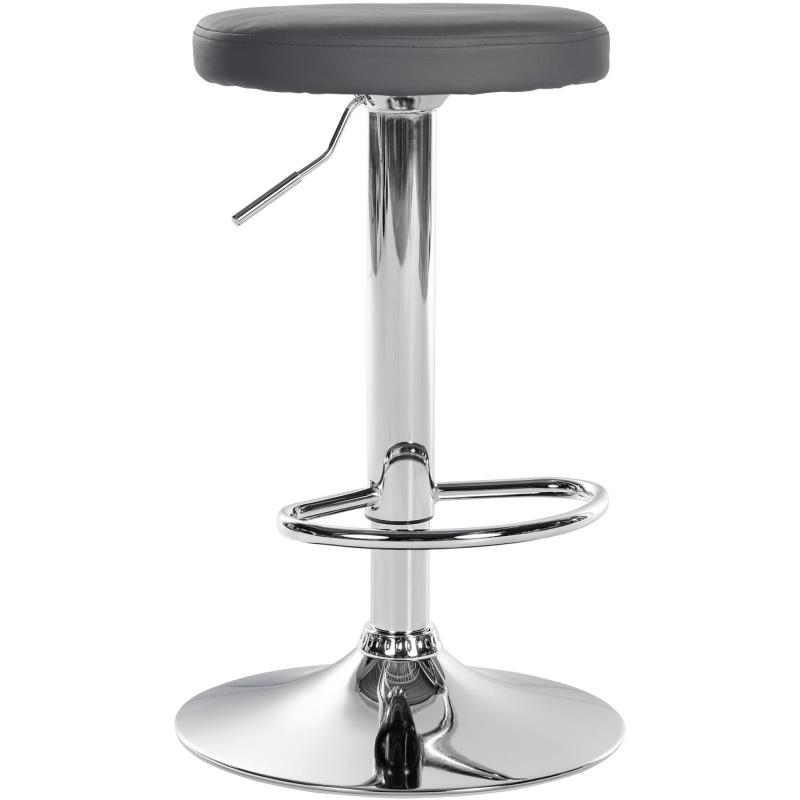 Barhocker HLO-CP290 Kunstleder chrom ~ grau