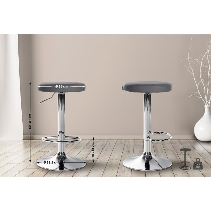 Barhocker HLO-CP290 Kunstleder chrom ~ grau