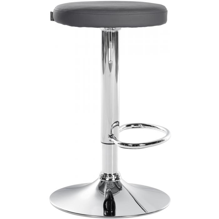 Barhocker HLO-CP290 Kunstleder chrom ~ grau
