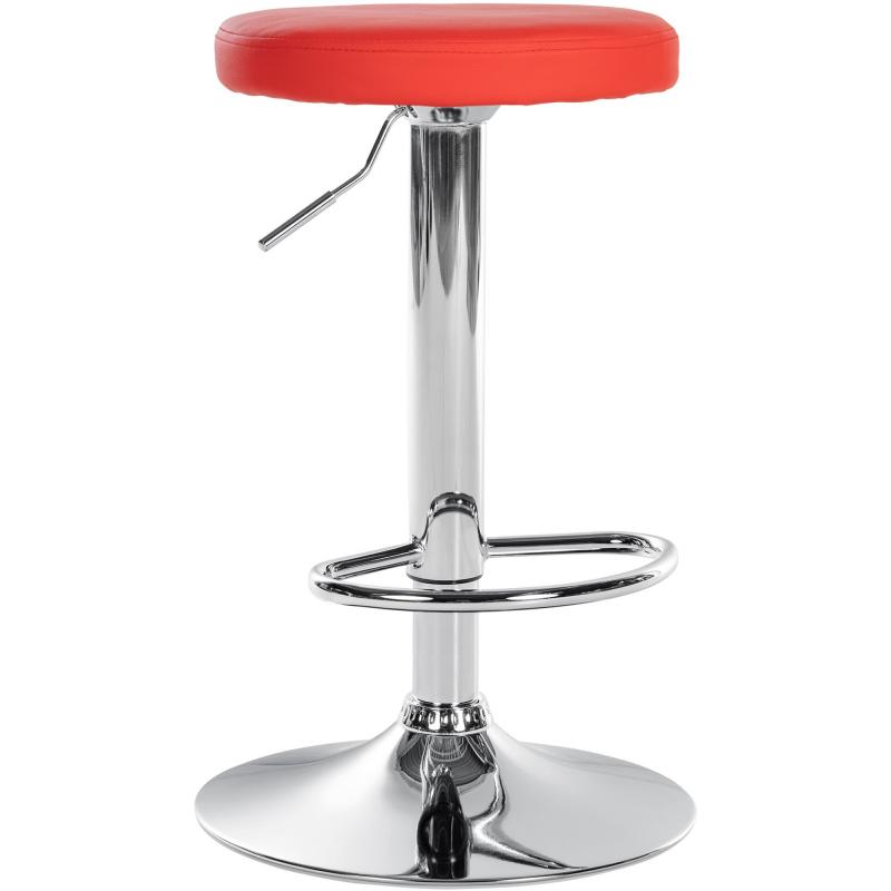 Barhocker HLO-CP290 Kunstleder chrom ~ rot