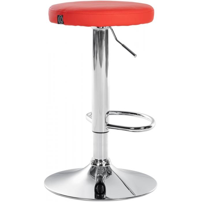 Barhocker HLO-CP290 Kunstleder chrom ~ rot