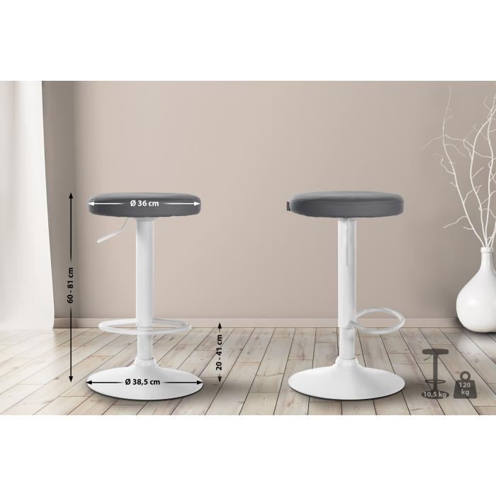 Barhocker HLO-CP290 Kunstleder wei ~ grau