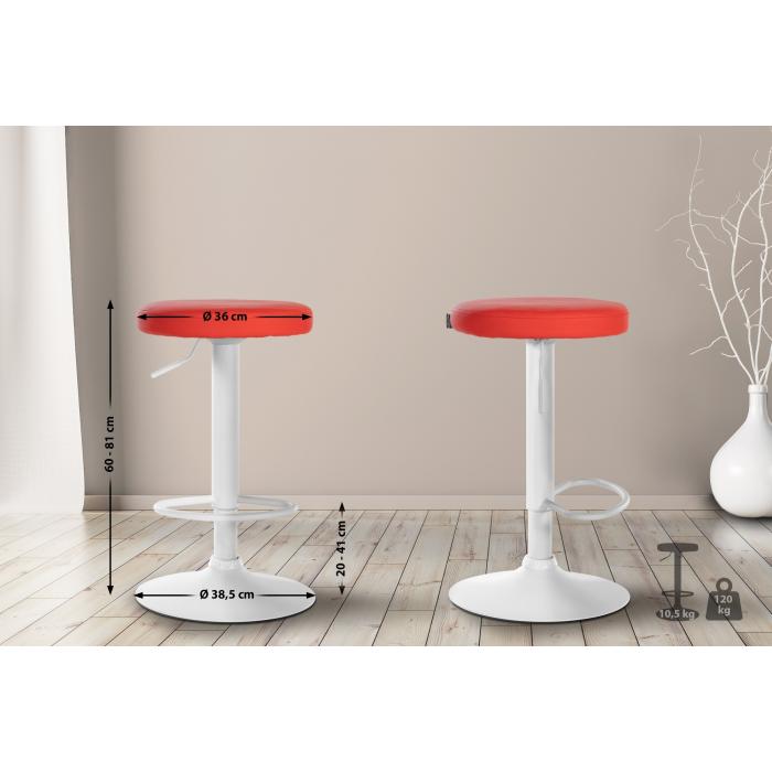 Barhocker HLO-CP290 Kunstleder wei ~ rot