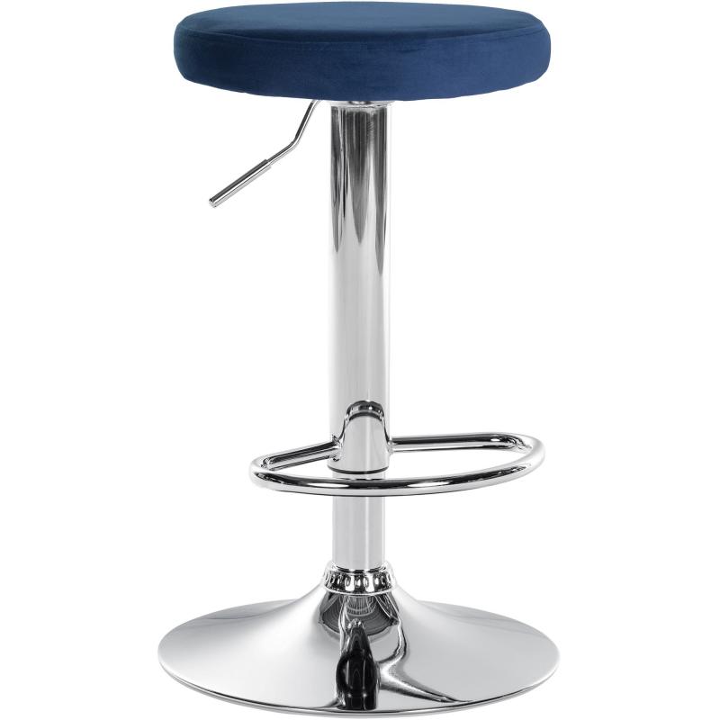 Barhocker HLO-CP291 Samt chrom ~ blau