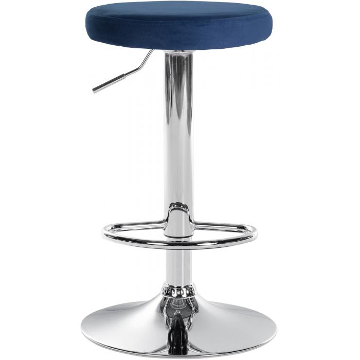 Barhocker HLO-CP291 Samt chrom ~ blau