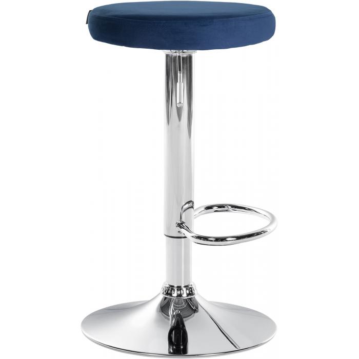Barhocker HLO-CP291 Samt chrom ~ blau
