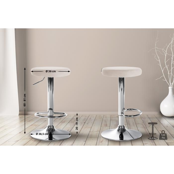 Barhocker HLO-CP291 Samt chrom ~ creme