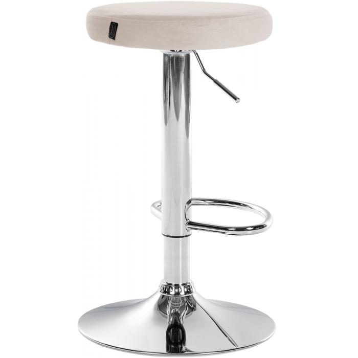 Barhocker HLO-CP291 Samt chrom ~ creme
