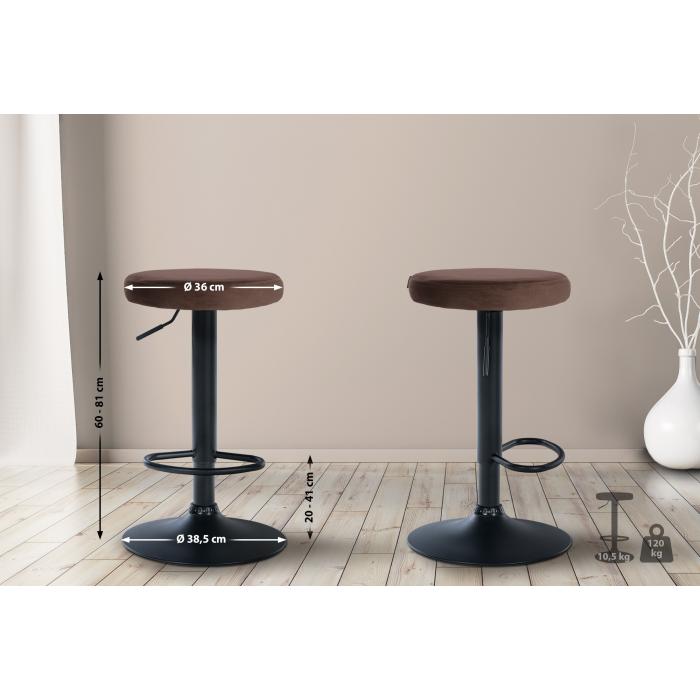 Barhocker HLO-CP291 Samt schwarz ~ braun