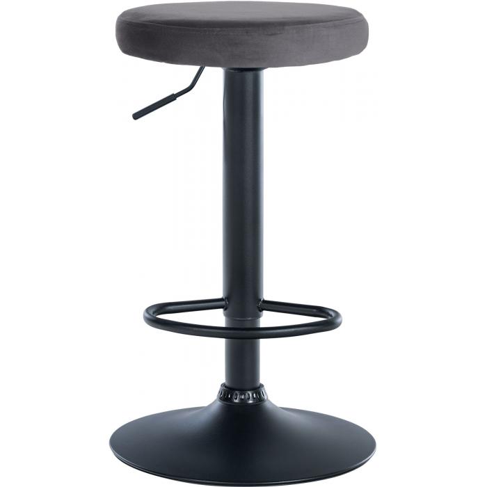 Barhocker HLO-CP291 Samt schwarz ~ dunkelgrau