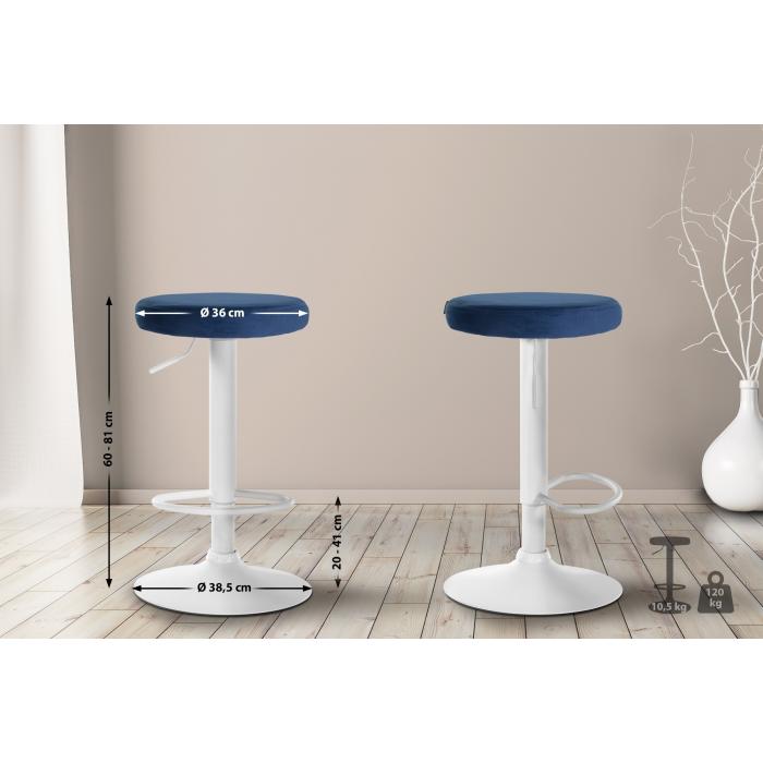 Barhocker HLO-CP291 Samt wei ~ blau
