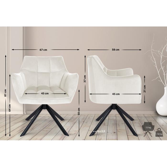 Esszimmerstuhl HLO-CP94 Samt schwarz ~ creme