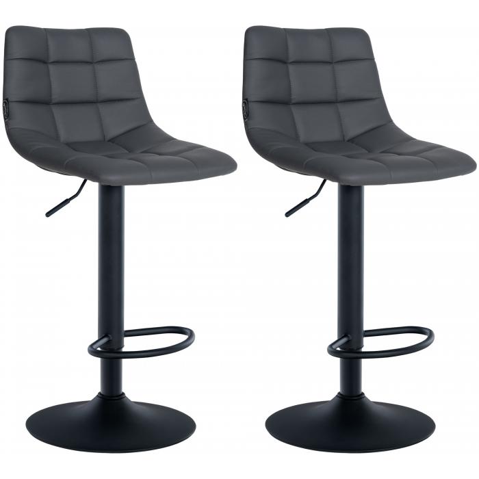 2er Set Barhocker HLO-CP264 Kunstleder schwarz ~ grau