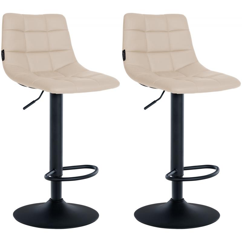 2er Set Barhocker HLO-CP264 Kunstleder schwarz ~ creme