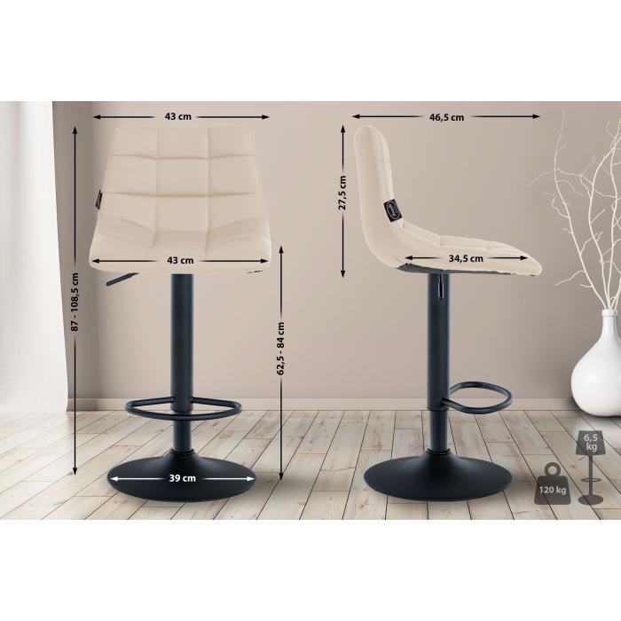 2er Set Barhocker HLO-CP264 Kunstleder schwarz ~ creme