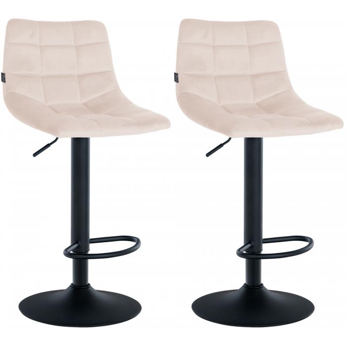 2er Set Barhocker HLO-CP265 Samt schwarz ~ beige