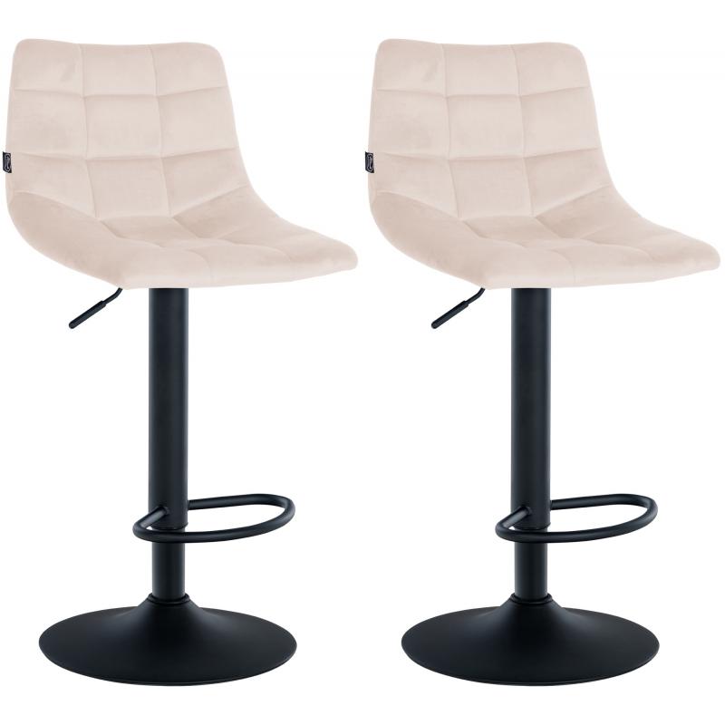 2er Set Barhocker HLO-CP265 Samt schwarz ~ beige